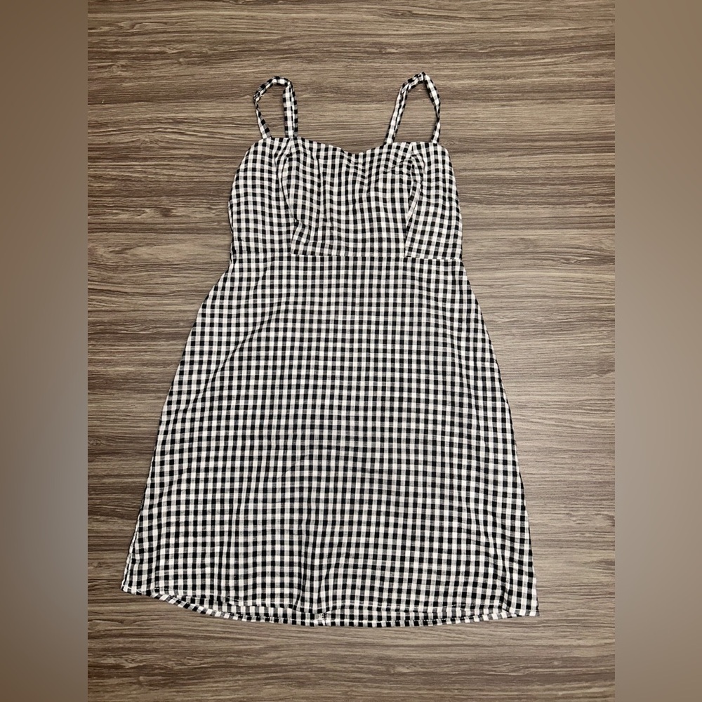 JOHN GALT Black Checkered Gingham Plaid Mini Dress OS